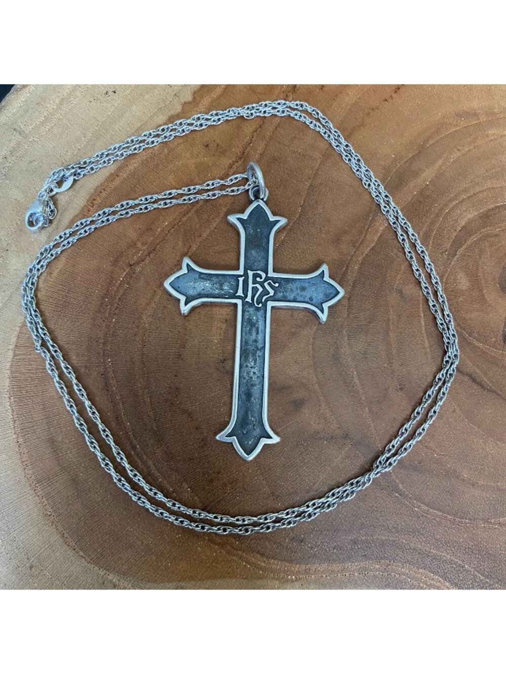 RETIRED Large James Avery IHS Cross Necklace, Sterling Silver